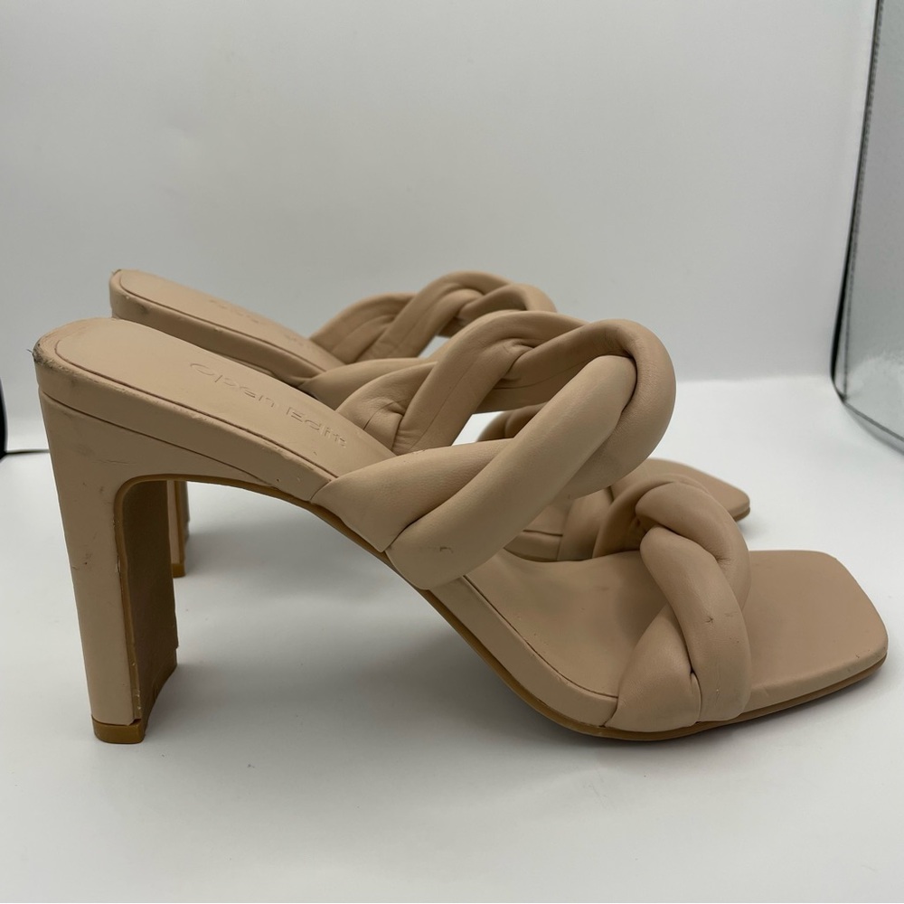 Open Edit Twist Straps Block Heel Beige Sandals W… - image 4